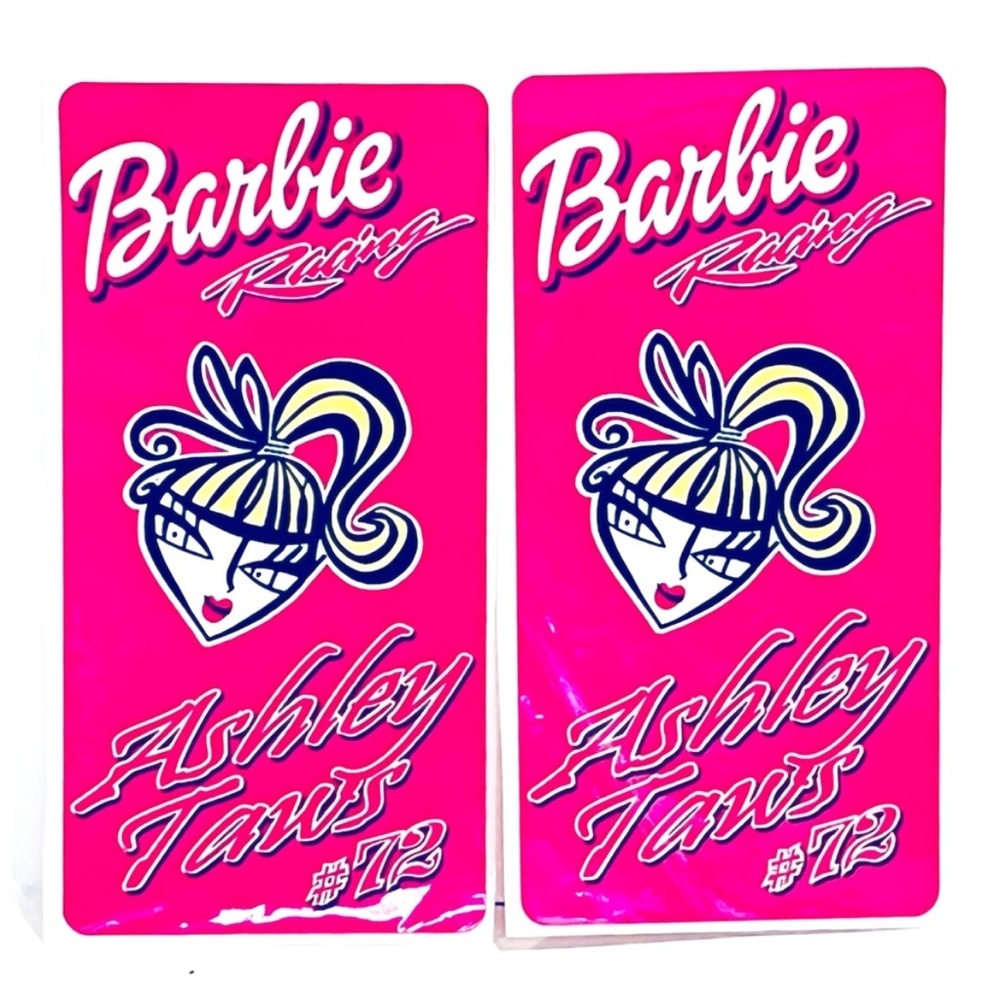 Barbie Racing Hot Pink Stickers Molson Indy Racer Ashley Taws 72 Y2K Car Vintage